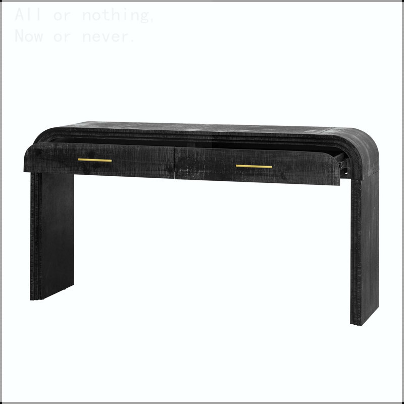 Console à silhouette unique avec deux tiroirs, Noir antique