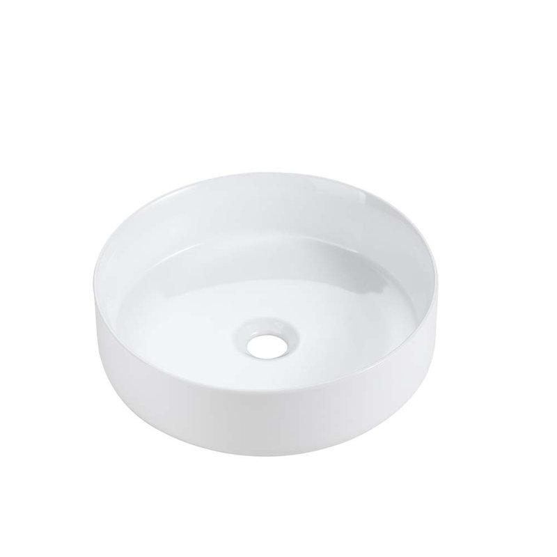 16 Inch Round Drop-In Bathroom Sink, White Glossy Ceramic Vanity Sink, Modern for Bathroom Vanity, Easy to Clean