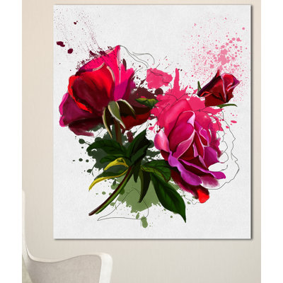 « red pivoines sketch aquarelle », reproduction d’art sur toile tendue
