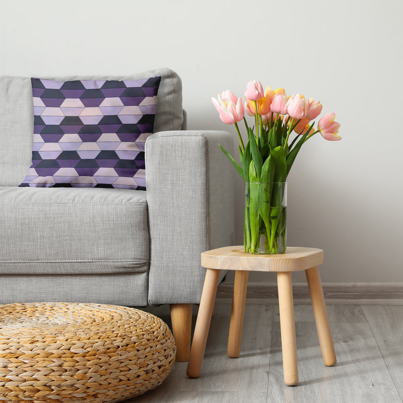 Coussin Bee and Comb, Mauve / noir géométrique, H 20 po x l 20 po