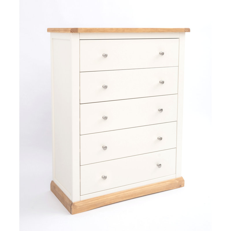 Galen 90cm W 5 - Drawer Chest of Drawers, Waxed Pine