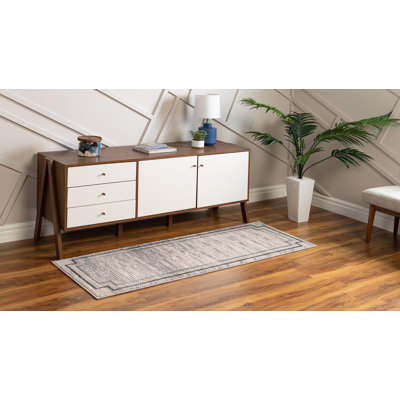 Tapis contemporain Araceli de couleur grise
