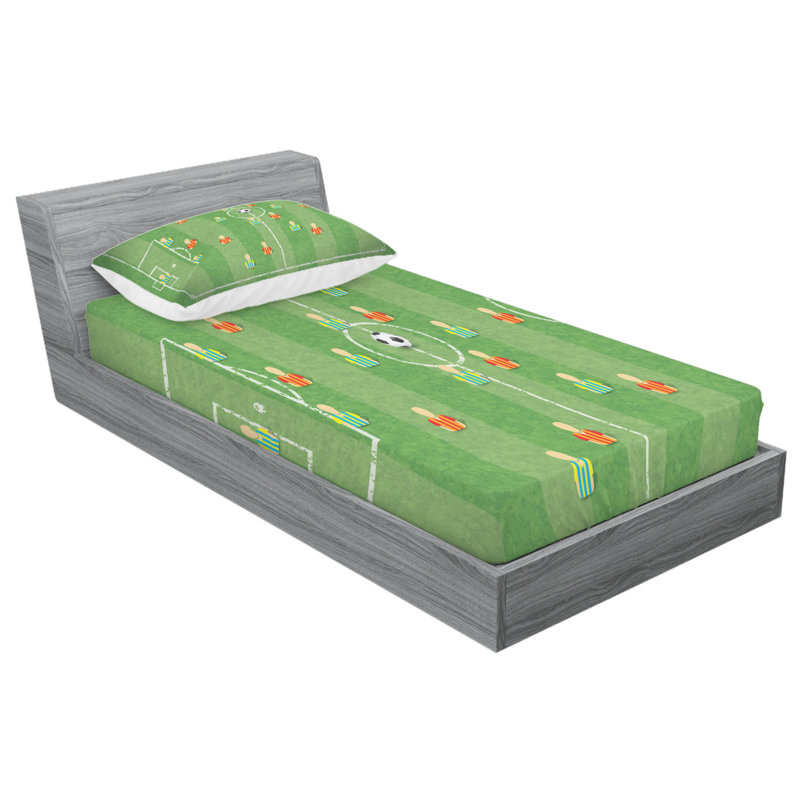 Soccer Microfiber Sheet Set, Twin Sheet Set + Fitted Sheet + 1 Pillowcase