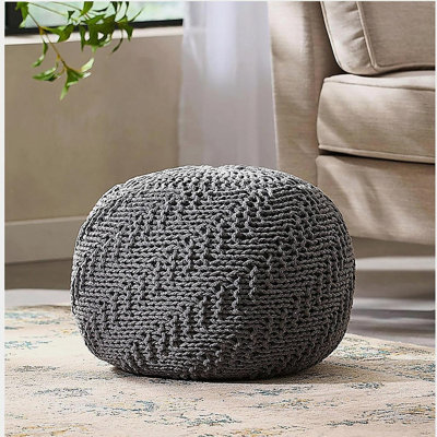 Pouf rond en fil de coton tricoté 20 x 20 Hazel