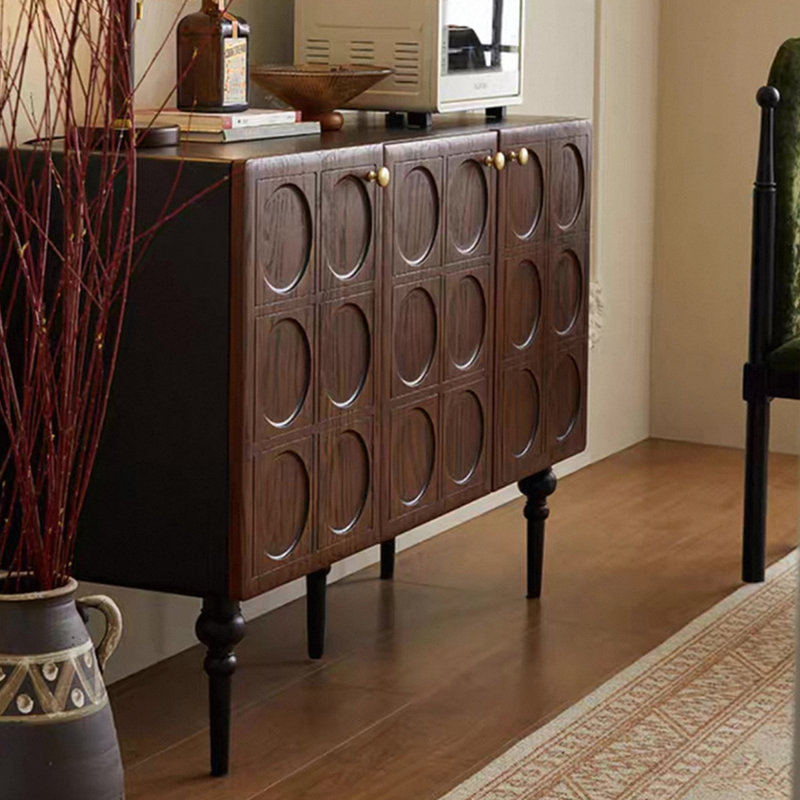 Retro Nut-Brown Solid Wood Sideboard
