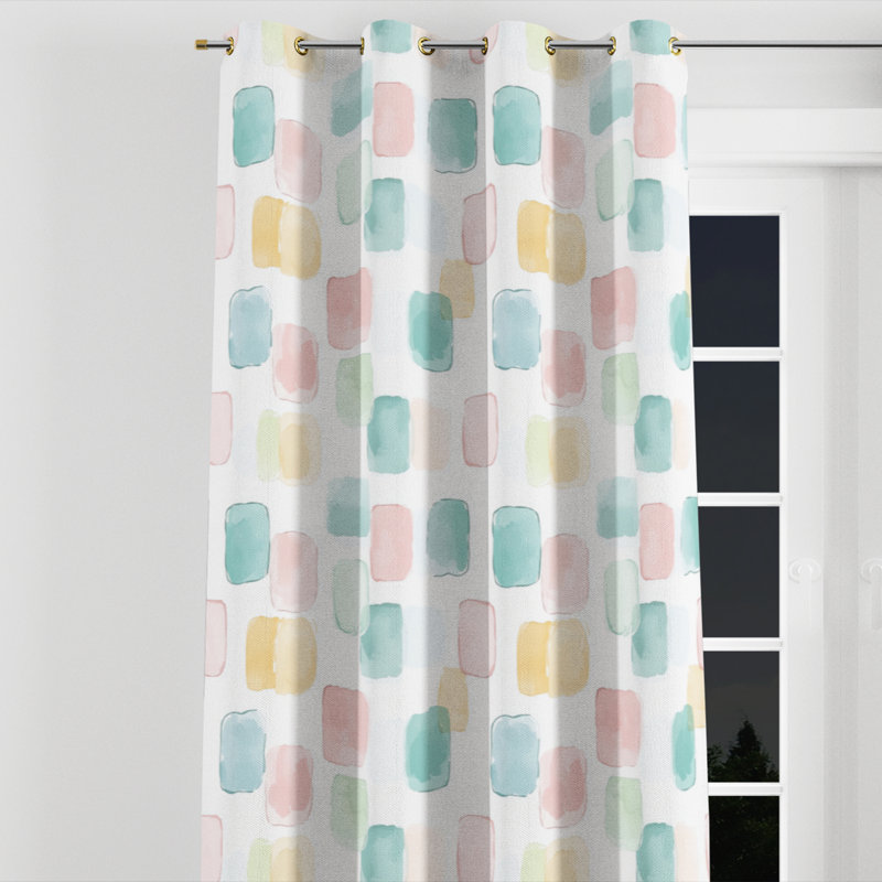 Rideaux à motif géométrique Kids, Œillets dorés, L 52 po x L 84 po