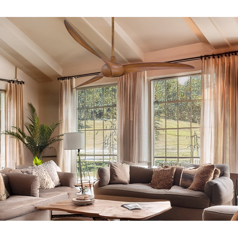 Wave 65'' 3 - Blade Standard Ceiling Fan with Remote Control, Distressed Koa