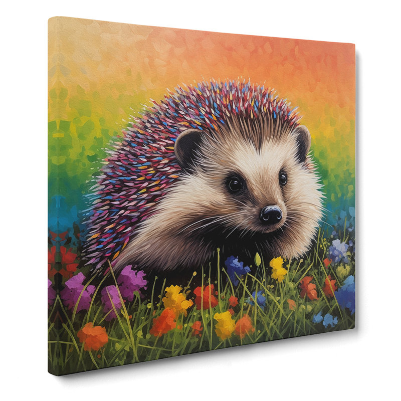 Hedgehog Color Field Painting - Wrapped Canvas
