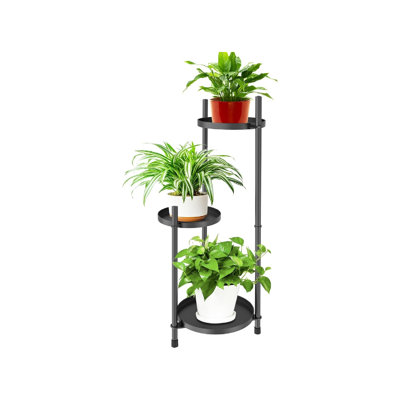 Outdoor Holders Plant Shelf Display Rack, 3 Tier Plant Stand for Garden Black