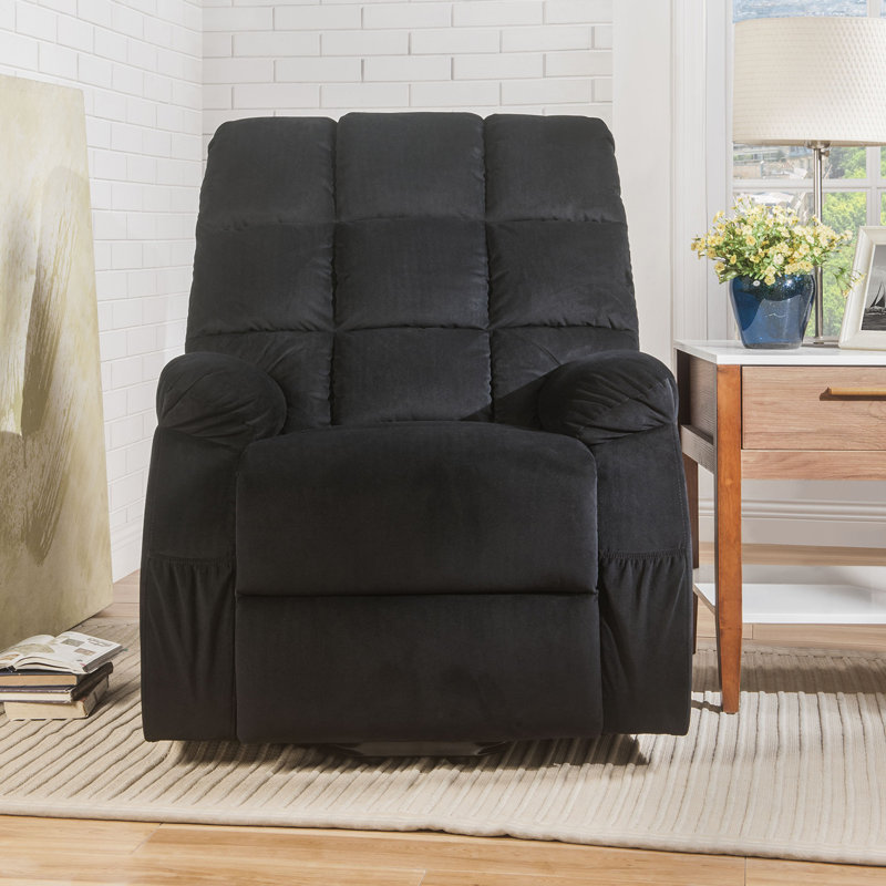 Upholstered Power Recliner, Black Velvet