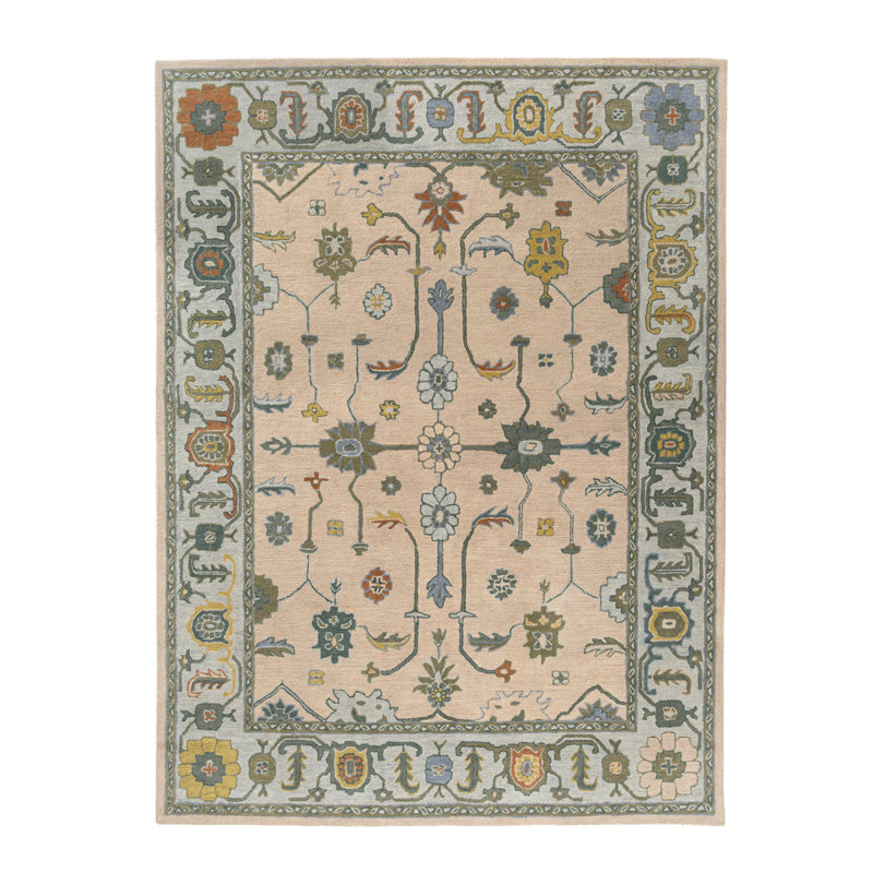 Aitana Vintage Floral Handmade New Zealand Wool Blend Indoor Area Rug, Rectangle 7'9" x 9'9", Pink