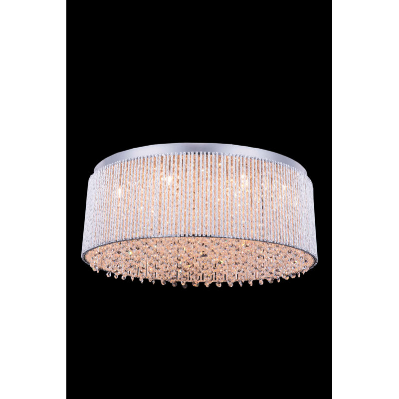 Plafonnier encastré cylindrique de style lustre Larrison, H 12 po x l 24 po x P 24 po, 14 lumières