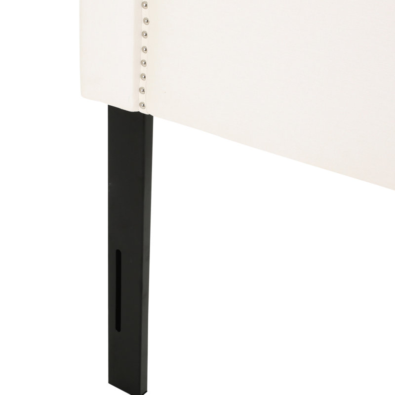 Tête de lit grand et grand, tête de lit tapissier doux avec accents de boutons, tête de lit tapissier en fer noir