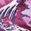 « japanese cascade » par katsushika hokusai,, reproduction d’art encadrée rose et mauve-262192117