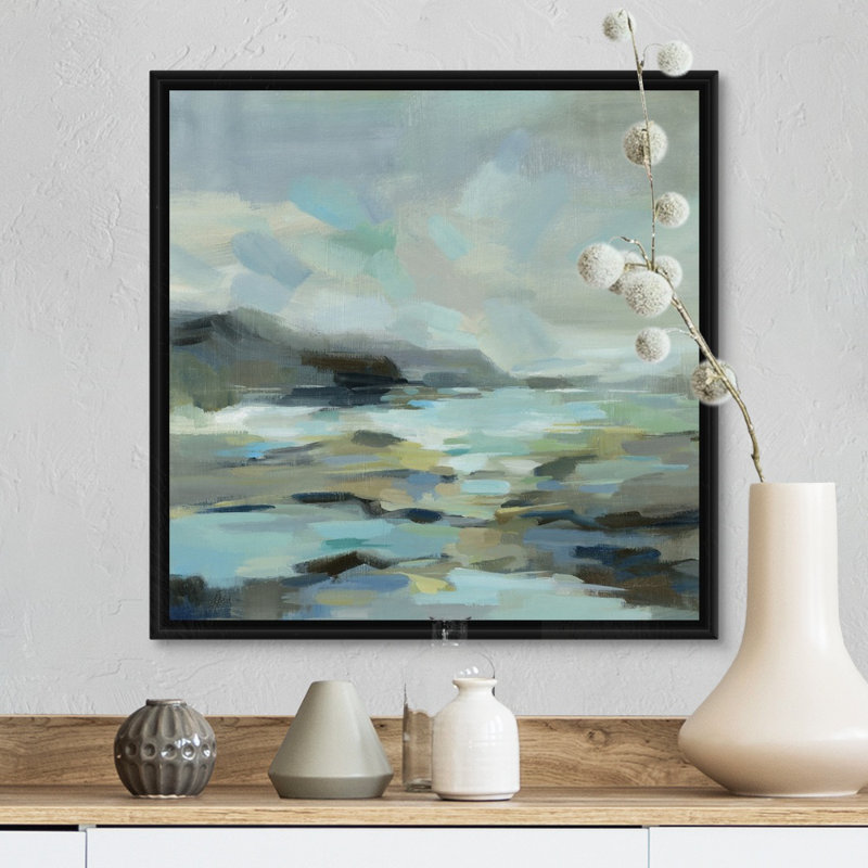 Reproduction d’art sur toile, "Blue Lagoon" par Silvia Vassileva, H 18 po x l 18 po x P 1,75 po, Cadre flottant noir