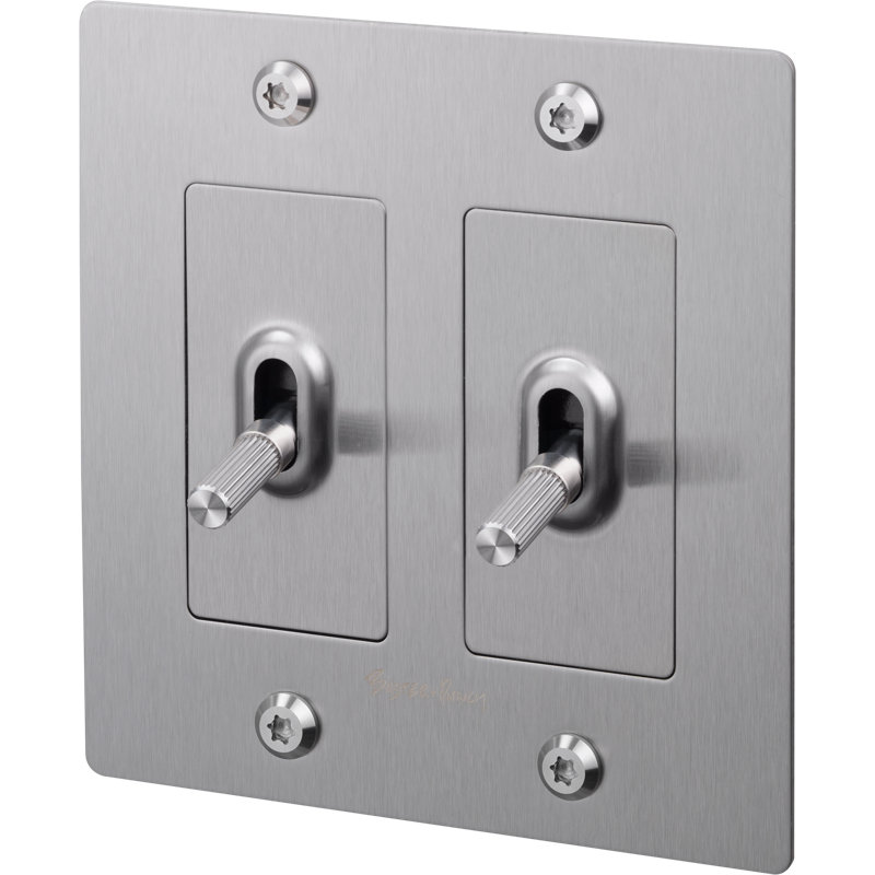 2G Toggle / Linear / With Logo, Steel, 2 Gang
