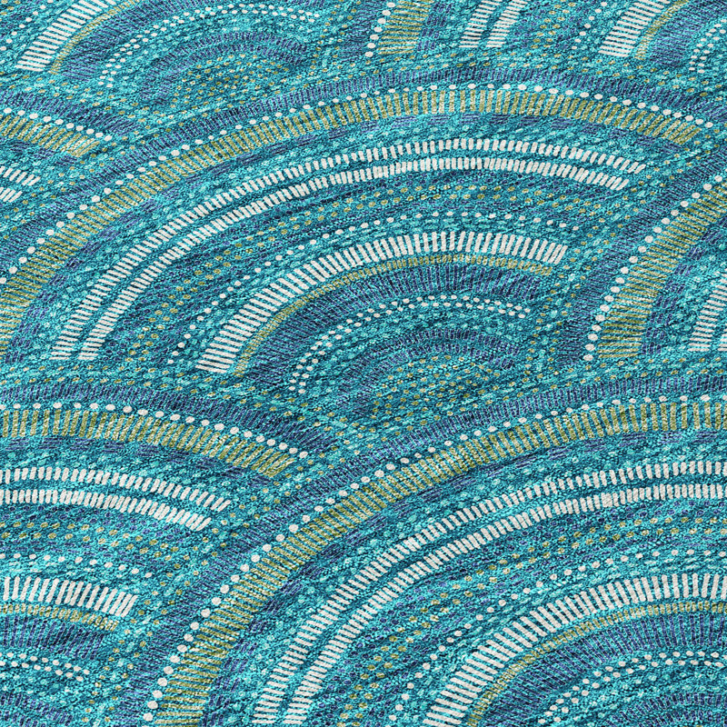 Teal Flat Woven Synthetic Indoor Outdoor Area Rug