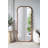 31.4X1.4X74" Oversized Wooden Floor Mirror With Unique Brown Frame