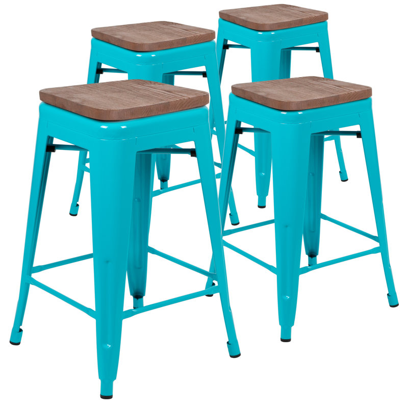 Tabouret Seitz, Tabouret de comptoir (siège d'une hauteur de 24 p, Bleu sarcelle