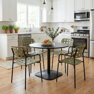 ALBIN 80 Round Table  With 04 KARIN Armchair  Set
