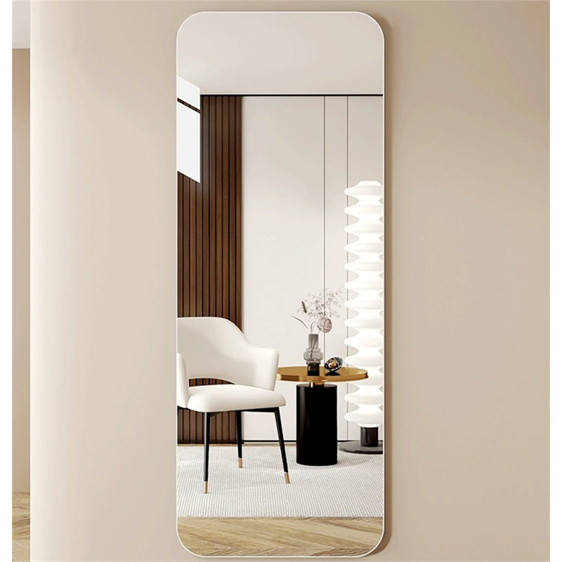 Full Length Mirror With Round Corner For Living Room Bedroom, 64.9" x 23.62"