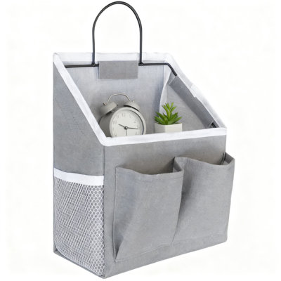 Ensemble de 2 boîtes de rangement murales suspendues avec pochettes, organisateur de dossiers en tissu de coton sur la porte pour la chambre à coucher, la salle de bain, le bureau, le véhicule récréatif et le camping-car