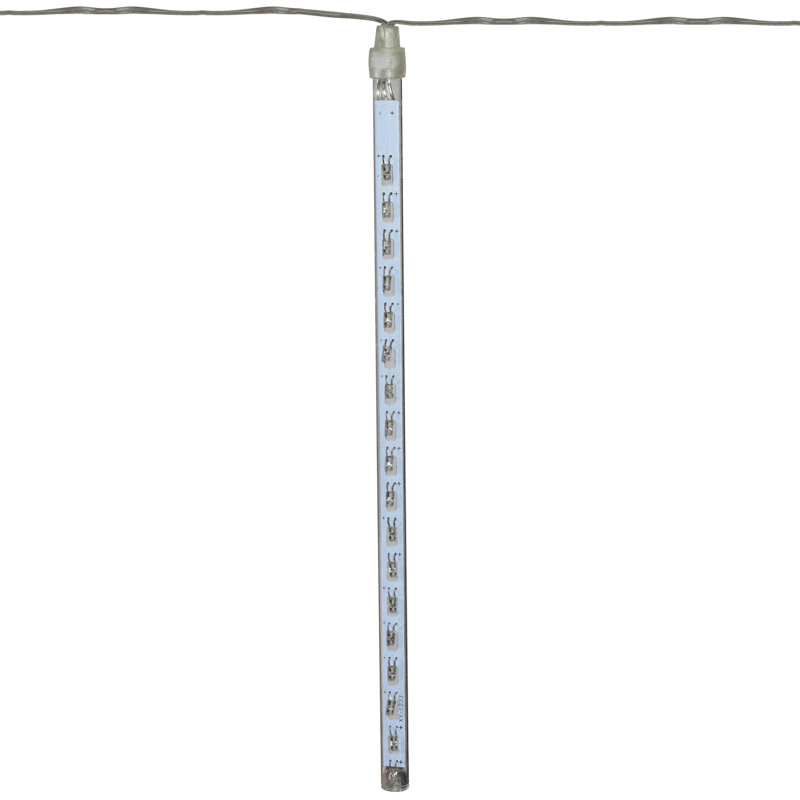 LED Snowfall Icicle Christmas Lights - Polar White - 15' Clear Wire - 10Ct