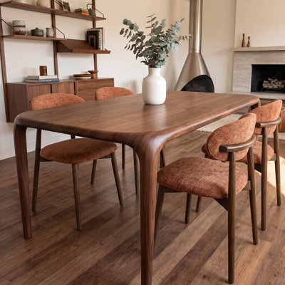 Ensemble de 4 chaises de salle à manger en bois massif avec revêtement en tissu doux intégré SolidLuxe
