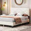 Structure de lit simple tapissier simple avec motif de rivets, lit plateforme moderne en velours avec tête de lit-557644997