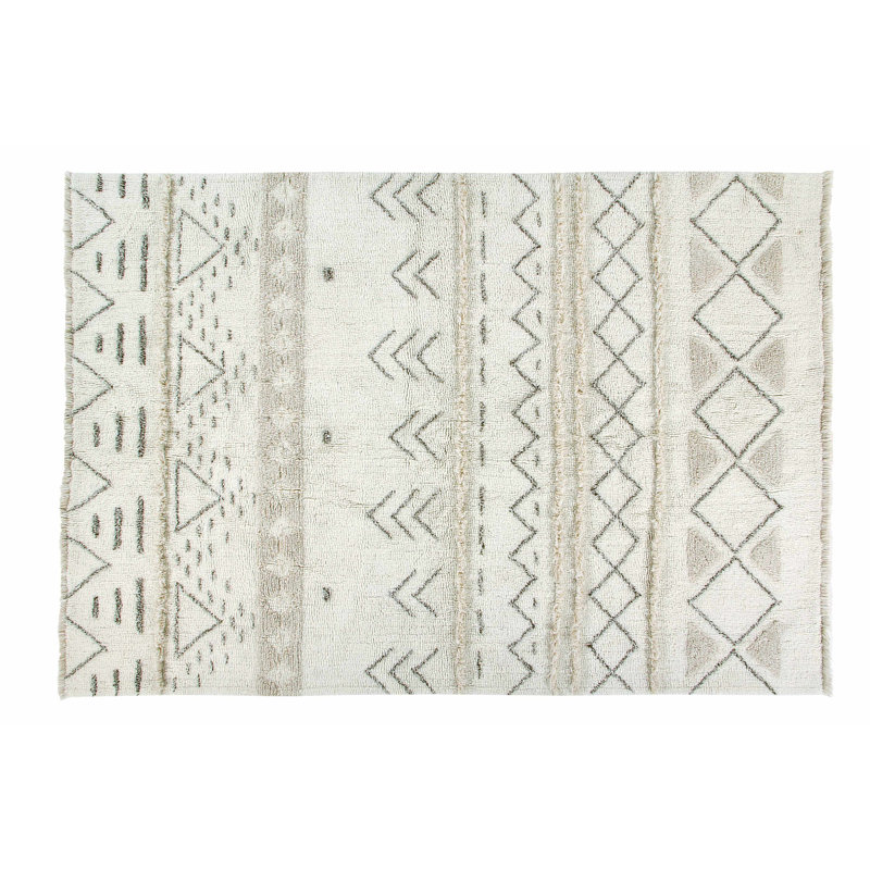 Bohemian Classics Hand Tufted Wool Moroccan Area Rug in Natural/Almond Frost/Sandstone, Rectangle 5'7" x 8'