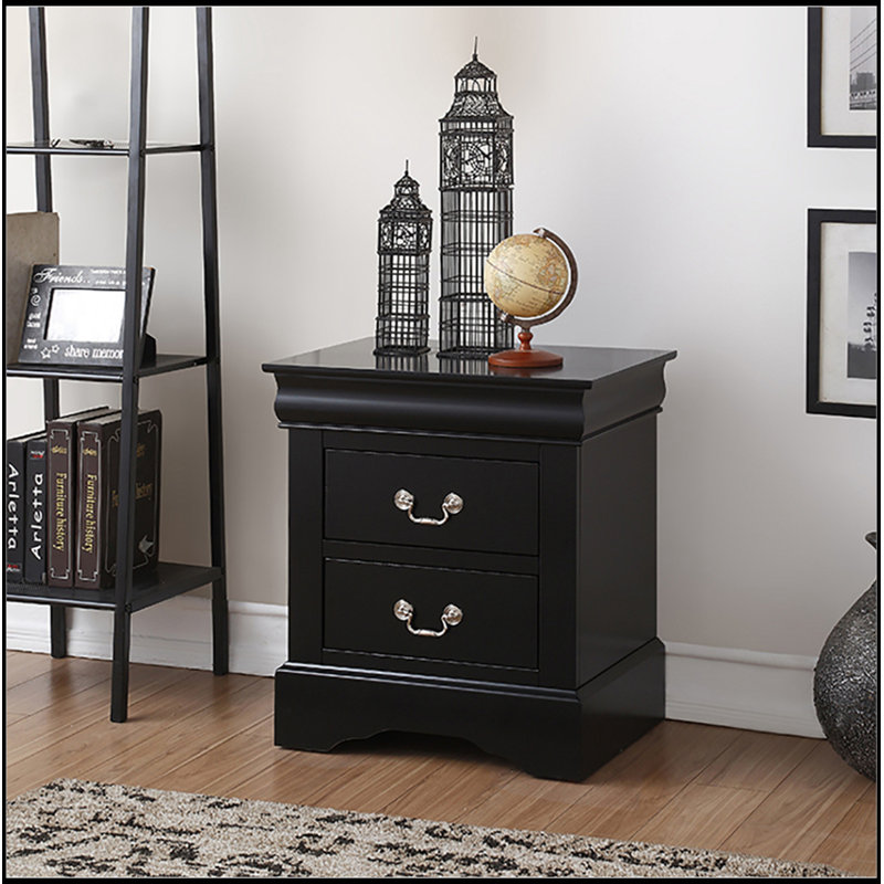 2-Drawer Nightstand, Black