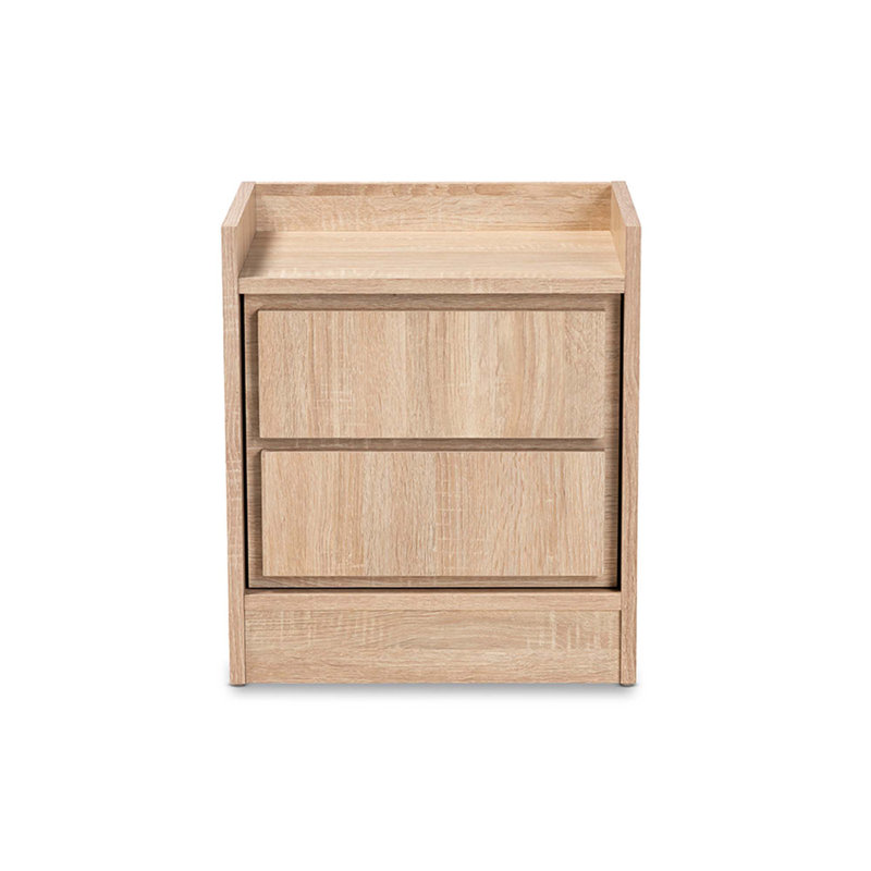 Caden Cassidi Walnut Brown Finished Wood 1-Door Nightstand, Oak Brown