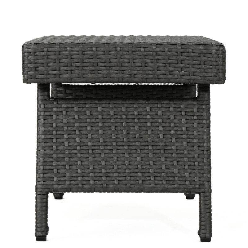 Table Pe Pe, grise, 16 po de profondeur x 24 po de largeur, 15,75 po de hauteur, et structure en fer, sans assemblage pour table de style rétro en fer