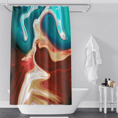 Rideau de douche abstrait rouge et bleu