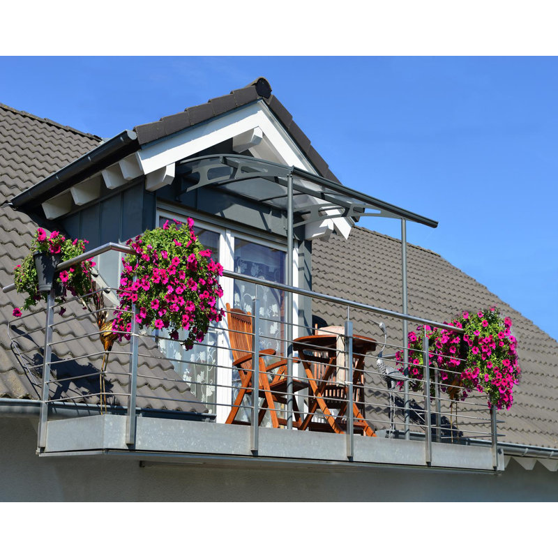Palram - Canopia Vega 6' 6" W x 6' 7"  D Acrylic Galvanized Steel Stationary Patio and Door Awning Gray/Clear