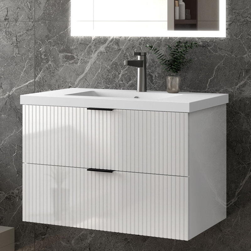 790mm Single Bathroom Vanity with Integrated Resin Basin