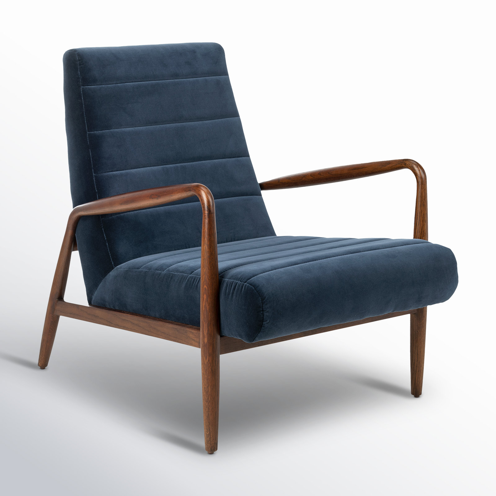 Barrow Oak Velvet Armchair, Navy Velvet