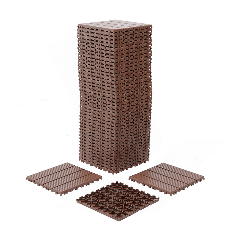 Carreaux de terrasse en plastique emboîtables, paquet de 44 tuiles de patio, 12 po x 12 po, imperméable à l'eau pour utilisation extérieure, tuiles de patio pour terrasse de piscine