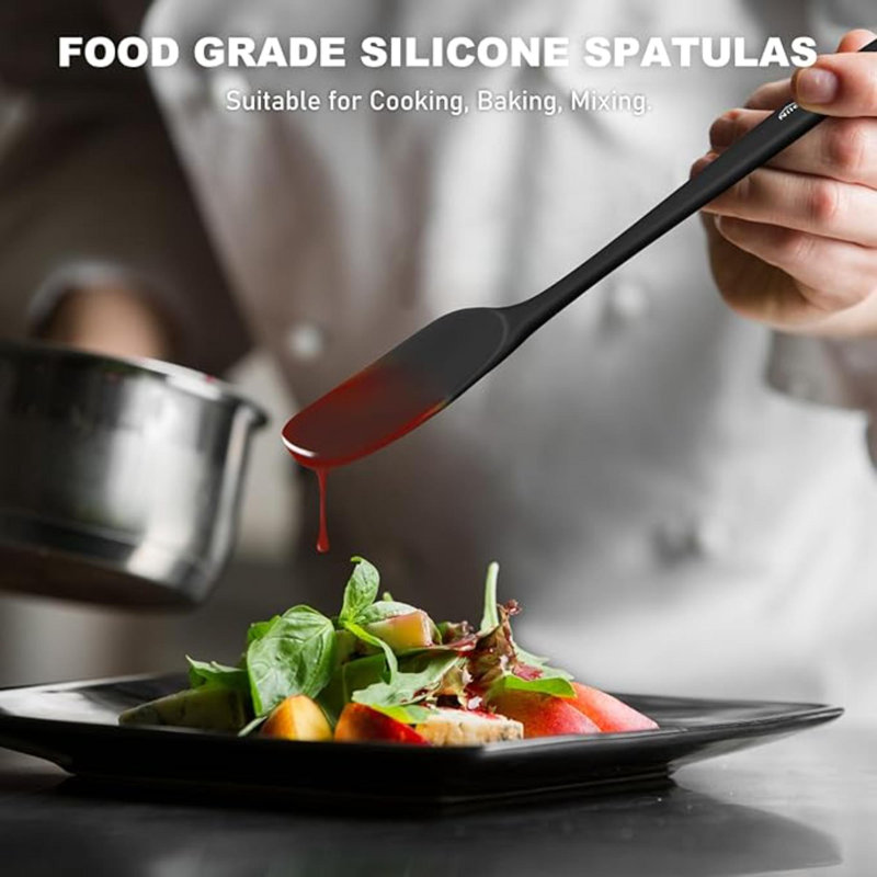 Ensemble d'ustensiles de cuisine en silicone pour la cuisine, ensemble de 4 spatules en silicone de qualité supérieure sans BPA et sans BPA (noir)
