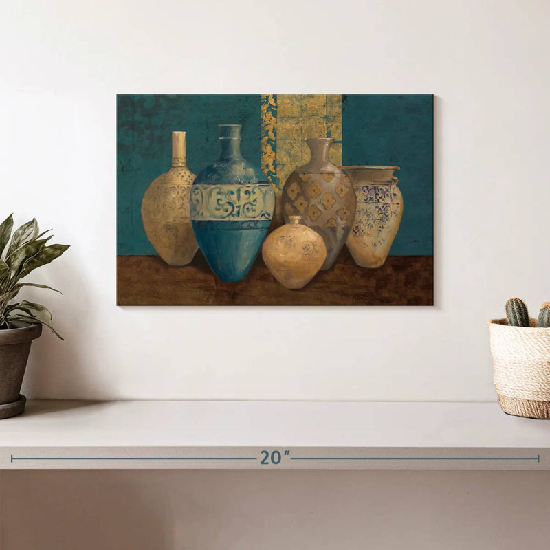 Senne Aegean Vessels On Turquoise, H 8 po x l 12 po