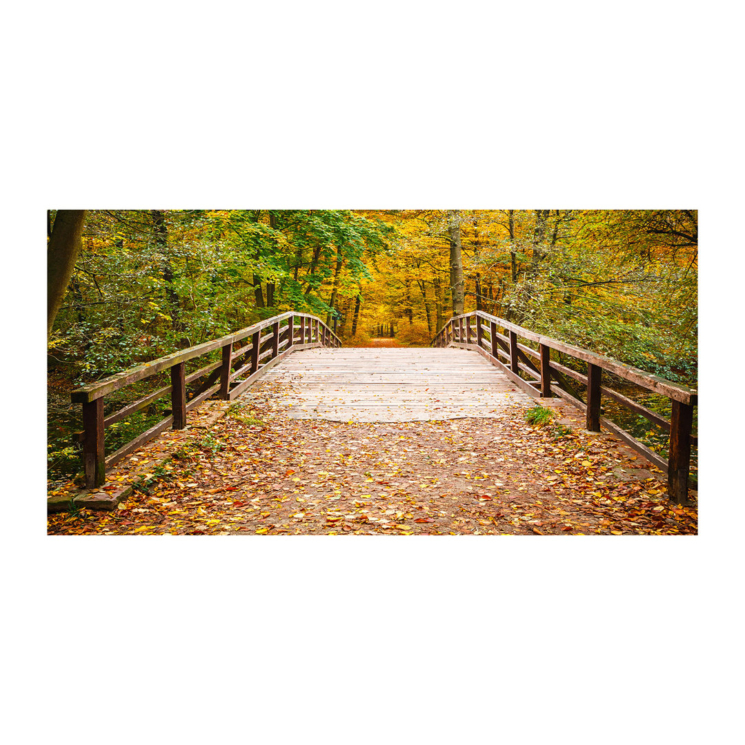 Brücke im Herbstwald - Leinwanddrucke