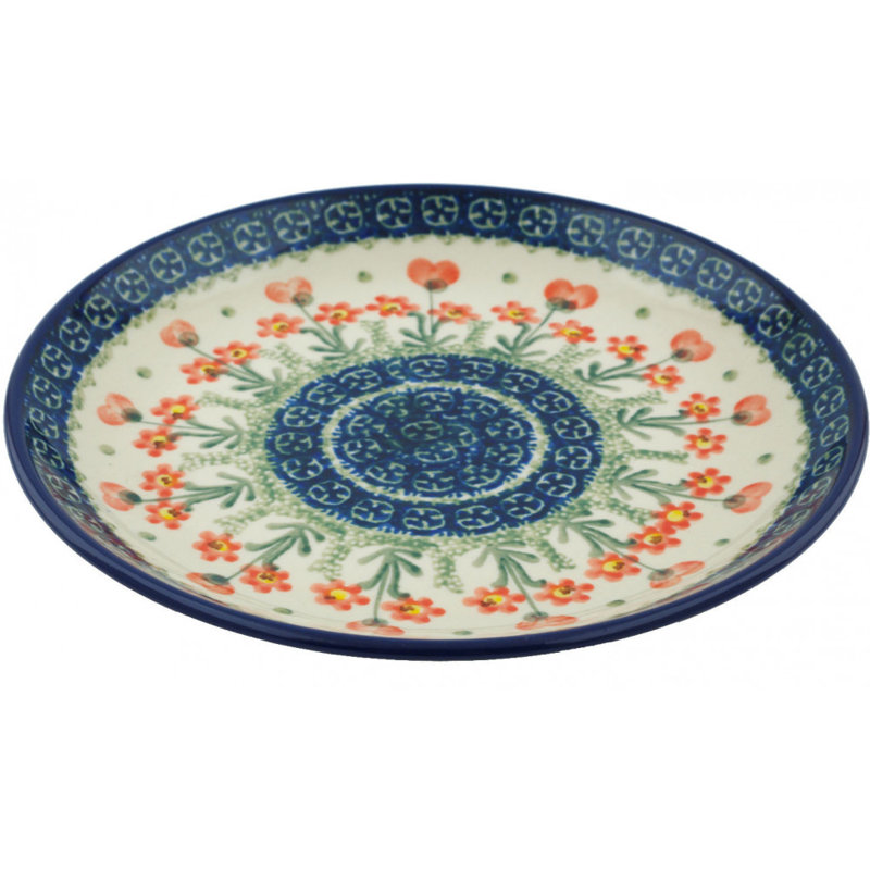 Peach Spring Daisy Polish Pottery 8" Plate