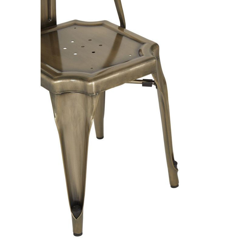 Canina 45cm H Metal Slat Back Stacking Side Chair, Brass