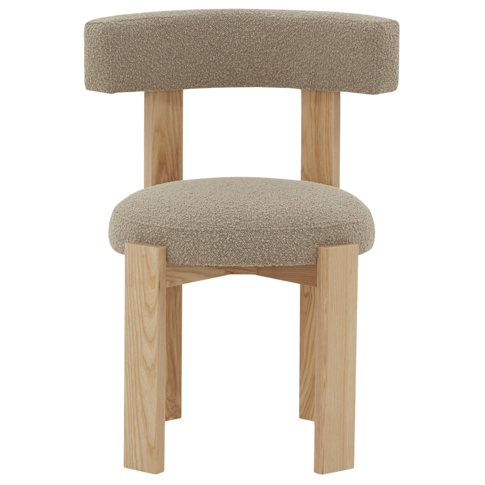 Eugenia Pine Dining Armchair, Brown Boucle