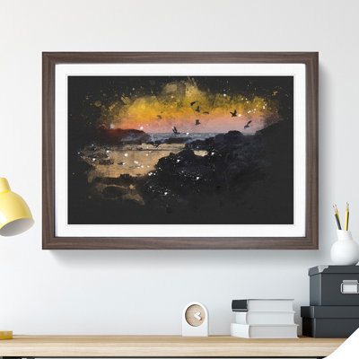 Sunset at the Beach in Spain Paint Splash - Picture Frame Graphic Art