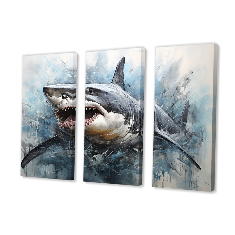 Minimalisme, requin bleu, ensemble d'art mural sur toile, H 40 po x l 60 po