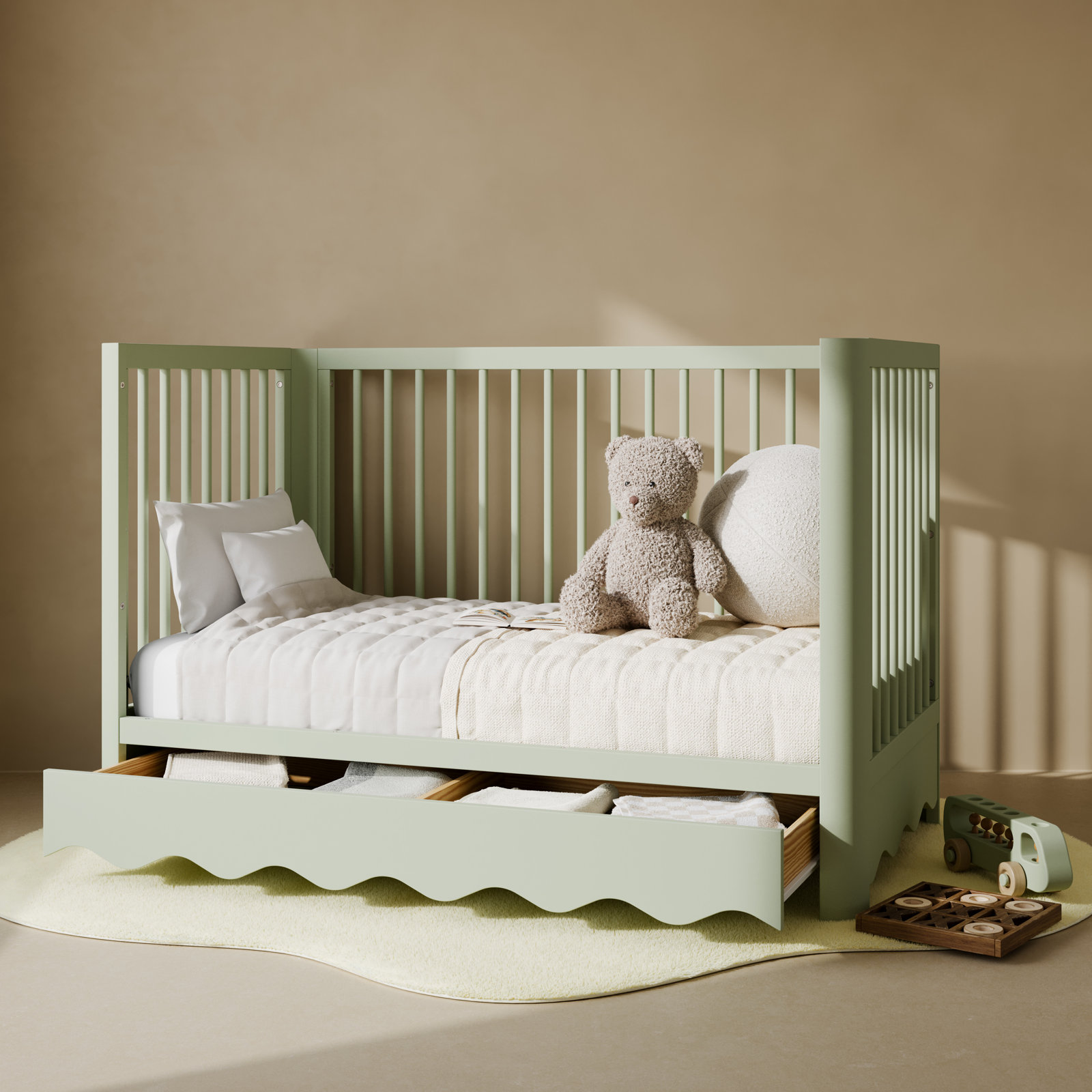 Casablanca Pine 5-in-1 Convertible Crib, Sage