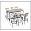 Ensemble de table de salle à manger 4 pièces avec table fixe, tabourets ergonomiques et design industriel pour un confort moderne-2040415885-2040415886-2040415887