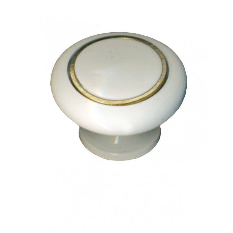 Boutons d'armoire émaillés en laiton massif blanc 1 1/4 po