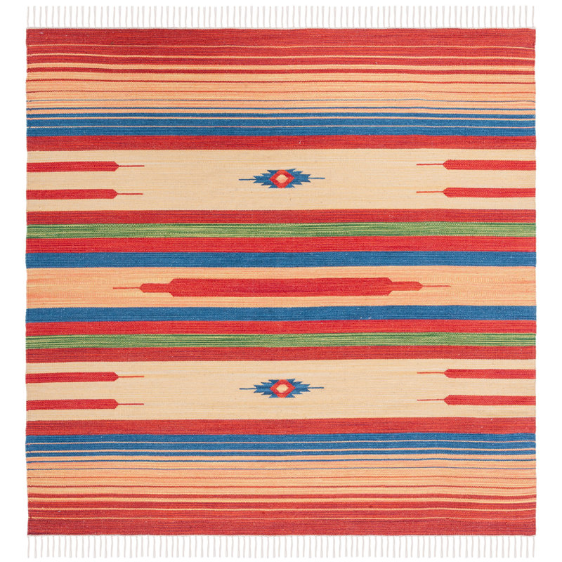 Barefield Hand Woven Southwestern Area Rug, Square 6'